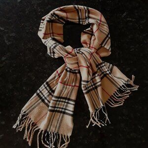 70" x 11.5" Cashmere Feel "Burberry" Plaid Fringed Scarf